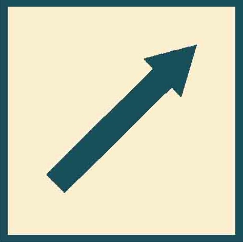 Performing: One big arrow moves up from the bottom left corner to the upper right corner.