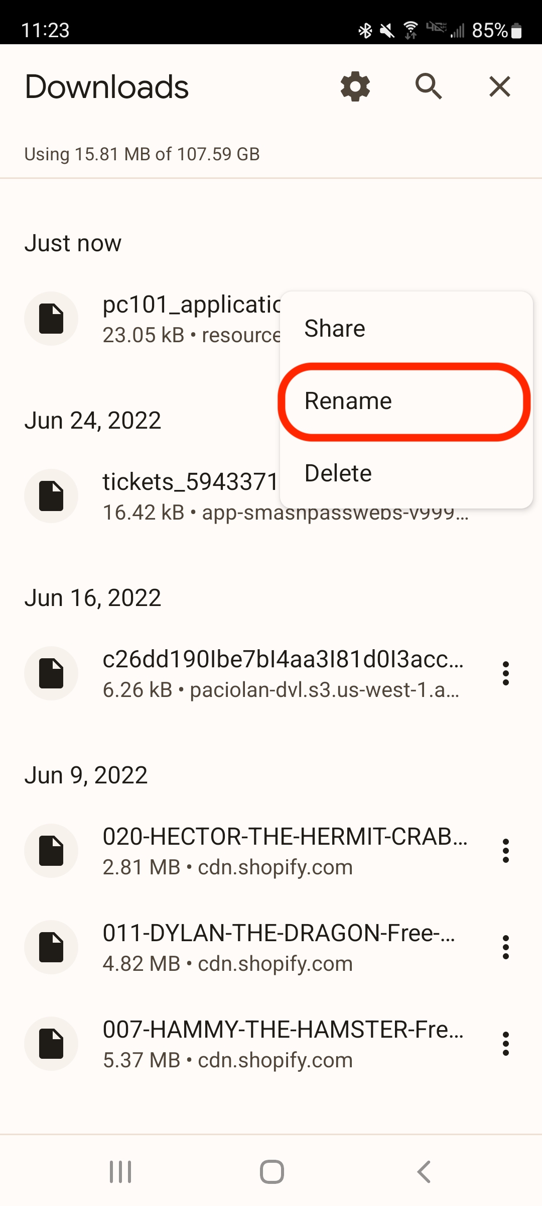 you can rename the file by tapping the three dots to the right of the file and selecting Rename