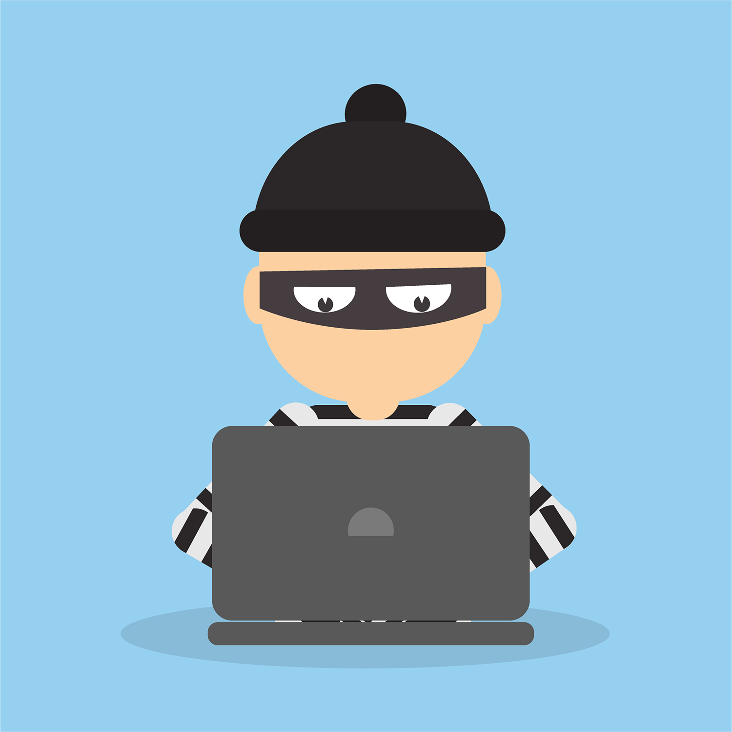 thief sitting at a laptop.