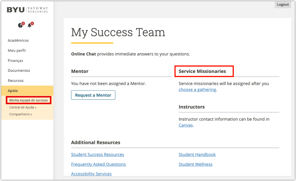 BYU-Pathway Portal showing the 