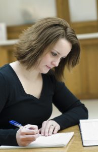 Woman taking a test