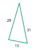 A triangle that has sides that measure 29, 31, and 15.