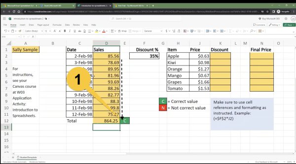 Callout number one is pointing at an arrow that follow the column under Sales.