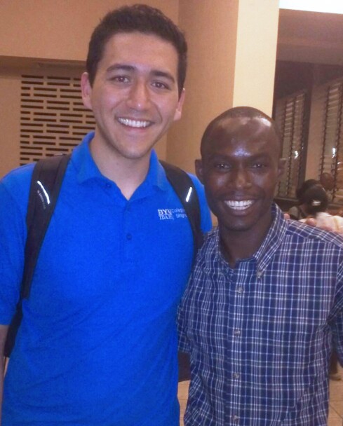 Elvis Aruhor with one of BYU-Idaho’s Collegiate Singers in 2013