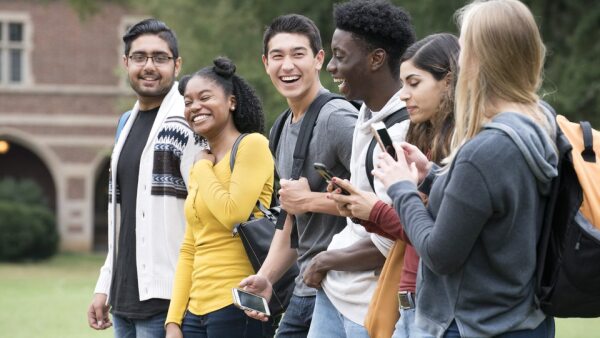 group of students walking together