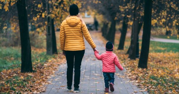 Mother and Daughter Walking