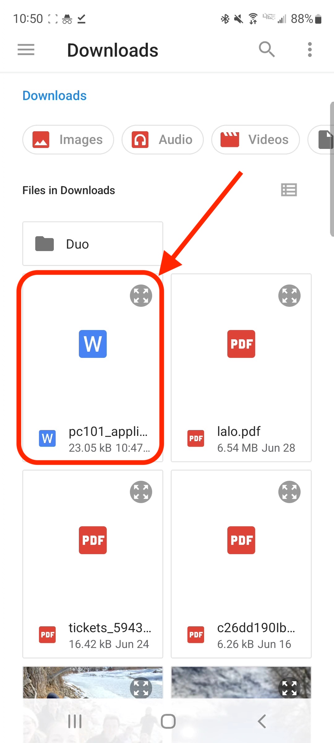 In the Downloads page, locate the desired fire and tap on its icon